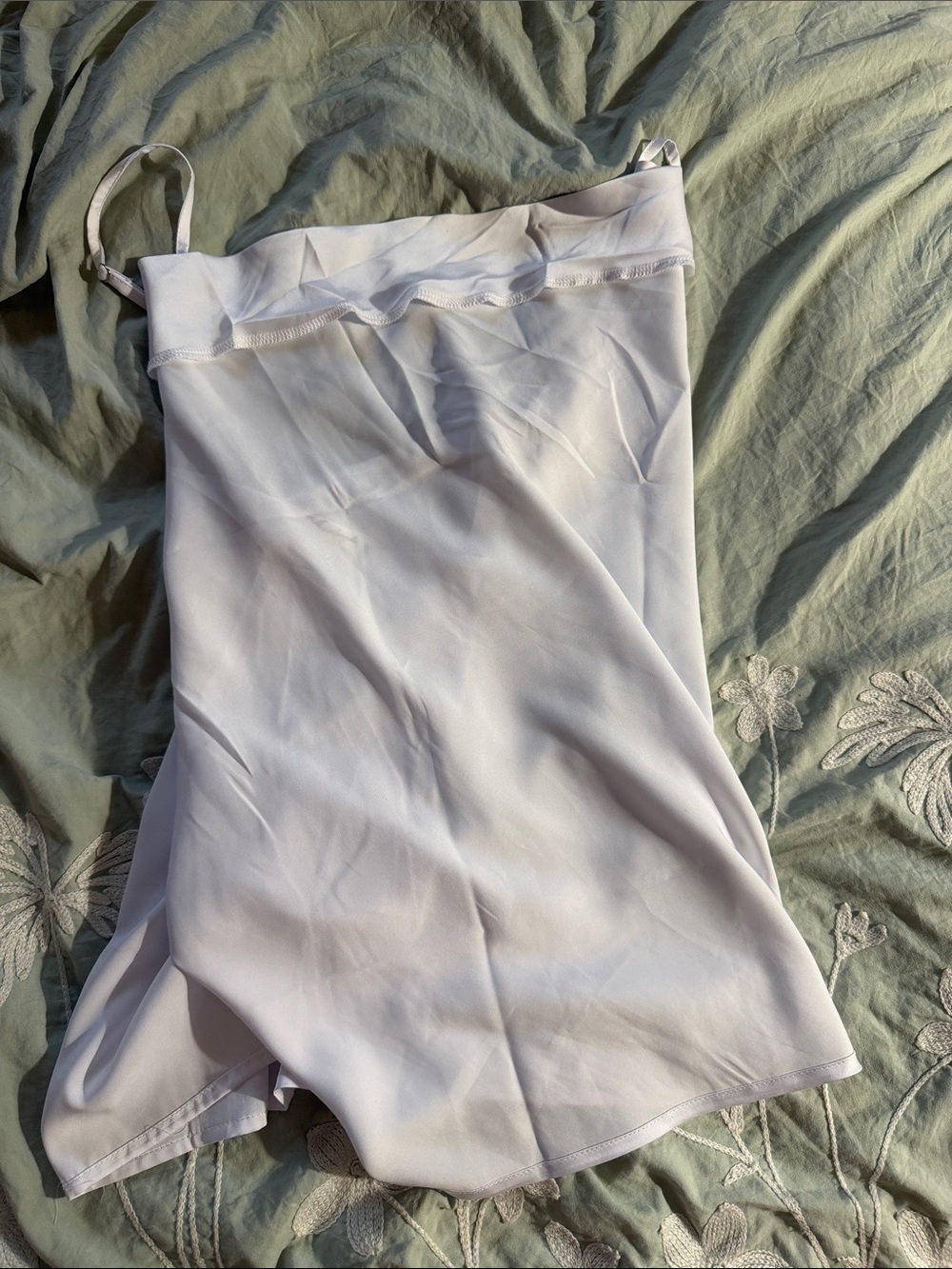 Women's White Satin Camisole Top with Delicate Trim